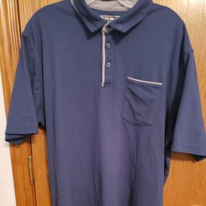 Pebble Beach Polo Shirt Mens Blue Golf Dry Luxe Performance Pocket 2XL
